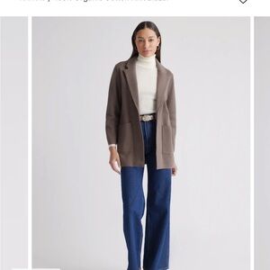 Quince Brown Long Knit Blazer